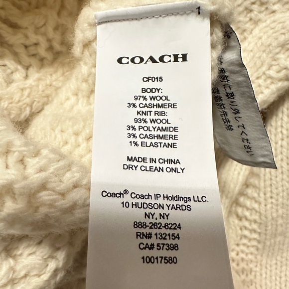 Women’s Coach Host pick ❤️Cable knit sweater dress cream Size XL true to size - Picture 13 of 14